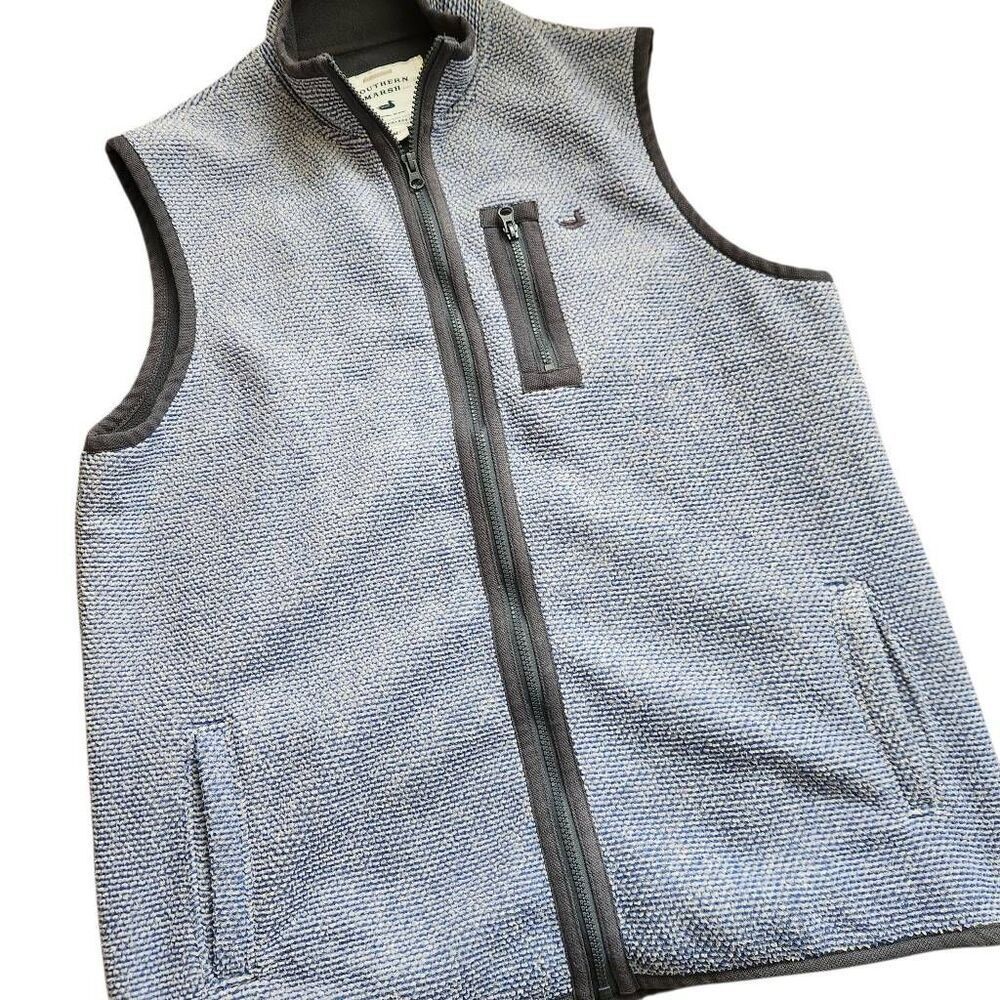 Southern Marsh Vest Mens Medium Sweater Alpaca Blue Fleece Cozy Outerwear Outdoo